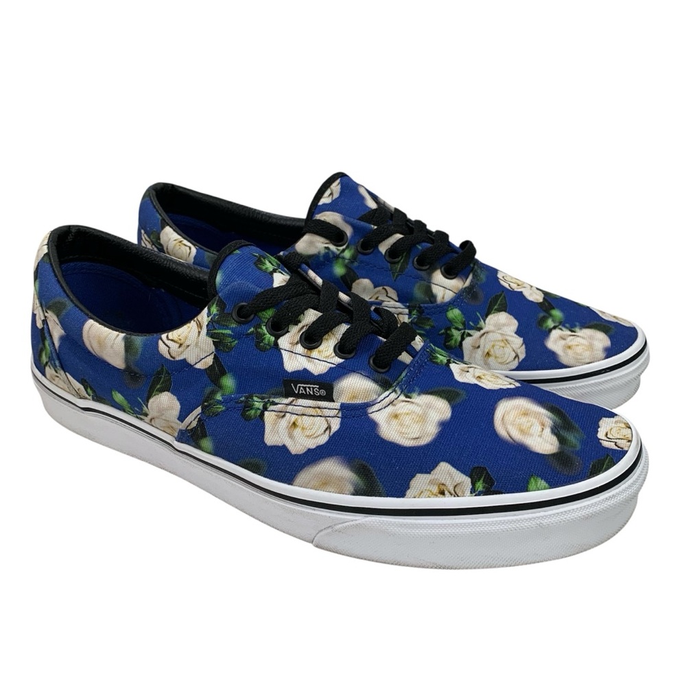 Vans Era Romantic Floral White Rose Lapis Blue Skate Sneakers Men’s Size 13